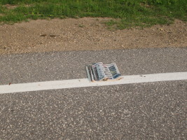 card paper in road