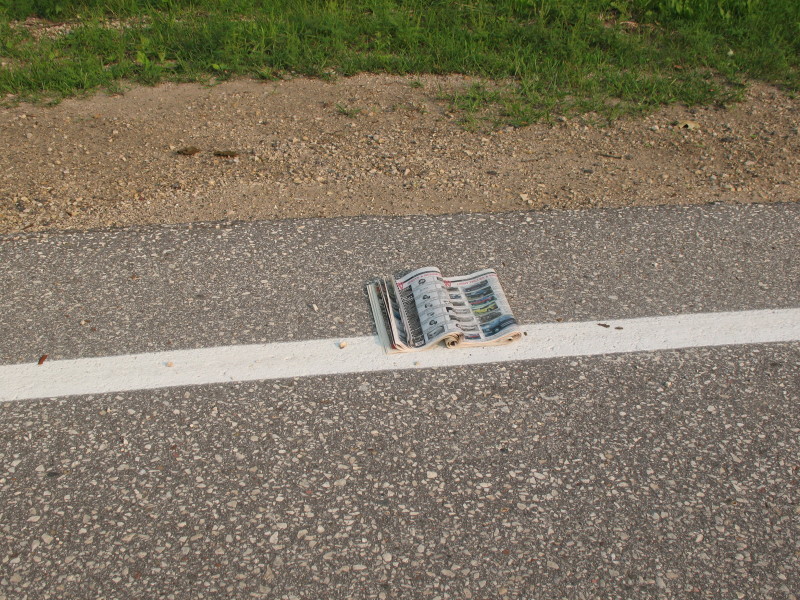 card paper in road