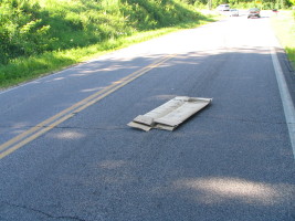 cardboard in road