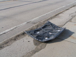 car hood in road