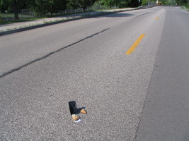 sandwich in road