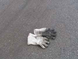 white glove in road