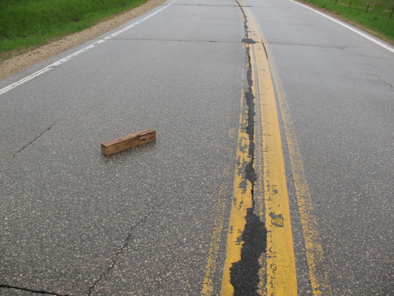 wood block in road