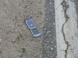 cell phone in road