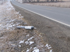 cold post along road