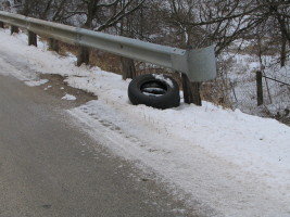 tire along road